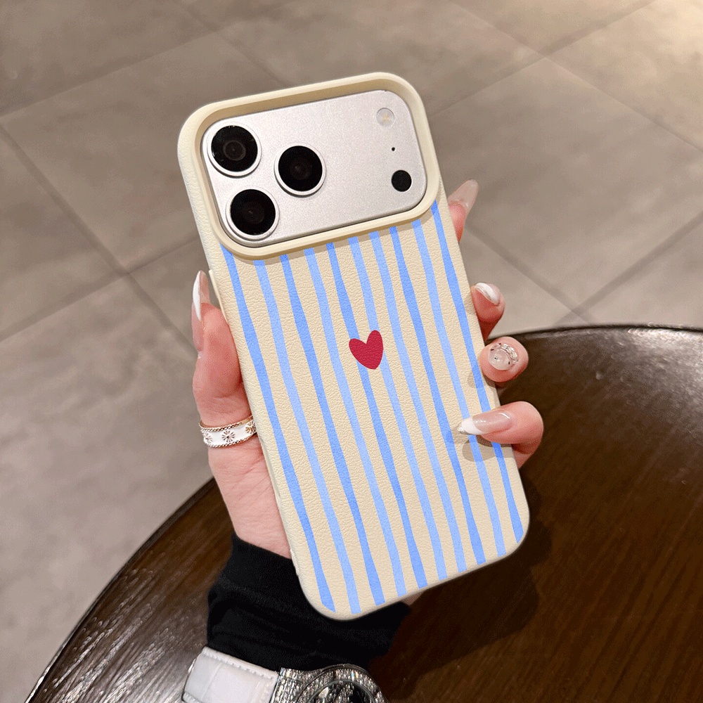 Phone Cases Iphone 16 Pro Max - Vertical Stripes Hearts Phone Case For