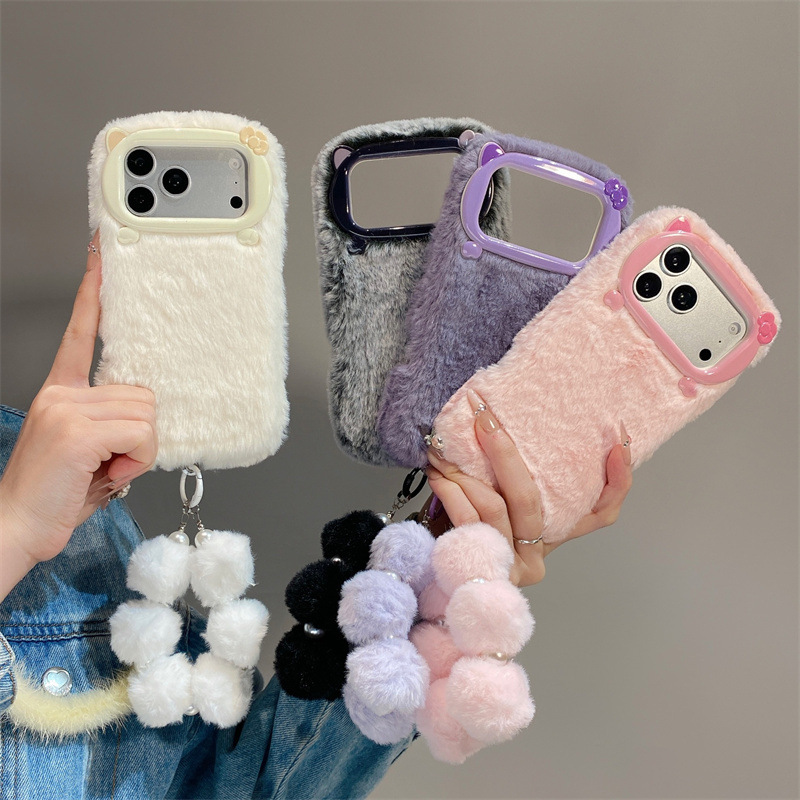 Phone Cases Iphone 16 Pro Max - Luxury Solid Colors Furry Plush Phone