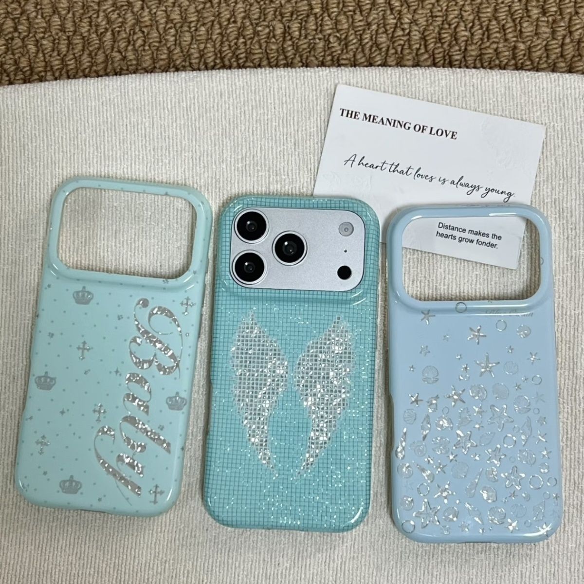 Phone Cases Korean - Korean Ins Mint Colored English Cross