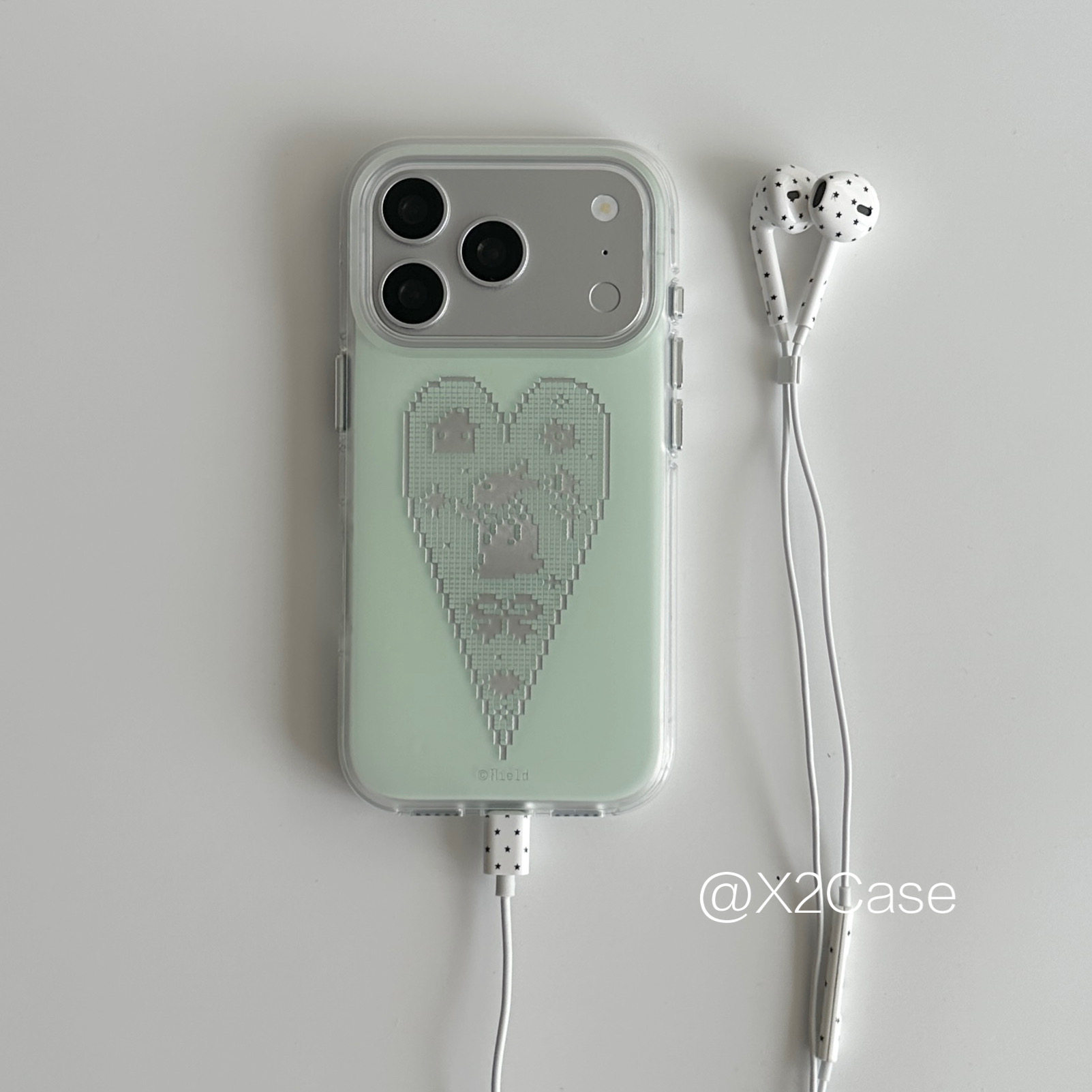 Phone Cases Korean - Korean Ins niche green love pixel