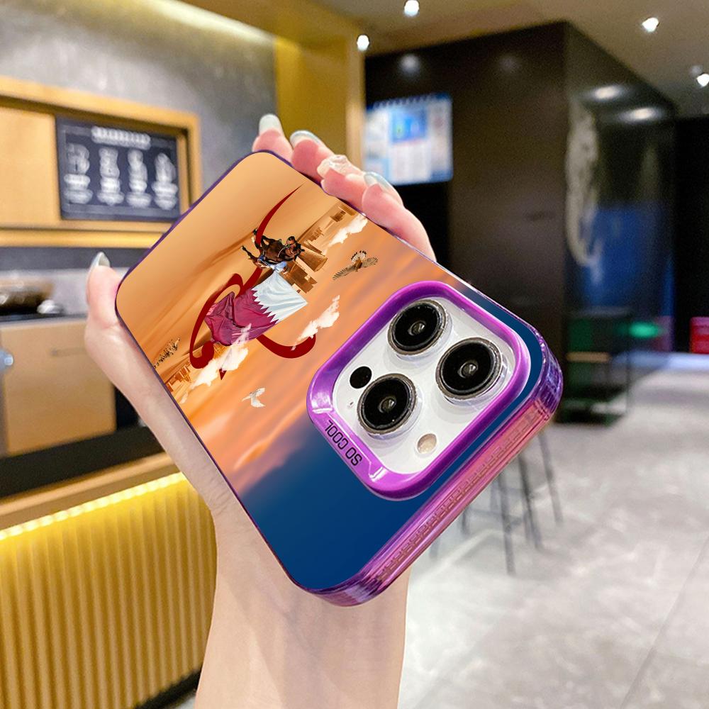 Qatar Flag Purple Translucent  - Phone Cases Qatar review and price