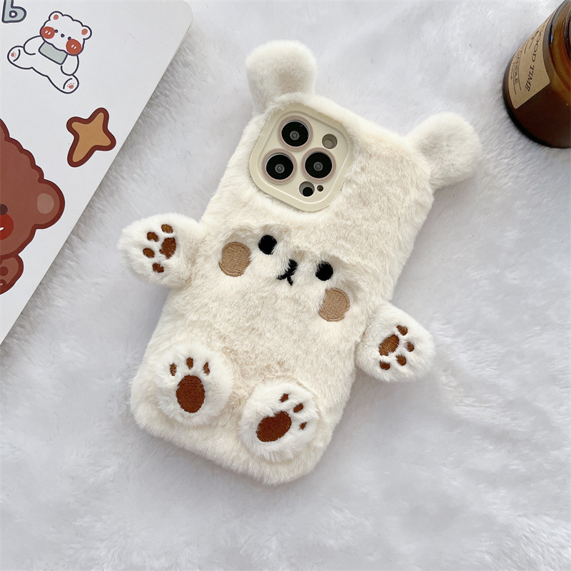 Korean 3D Cartoon Bear Fluffy  - Phone Cases Korean review and price