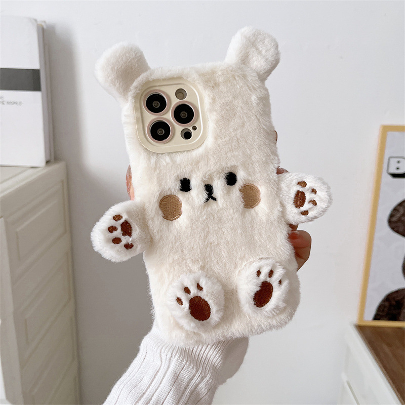 Korean 3D Cartoon Bear Fluffy  - Phone Cases Korean review and price