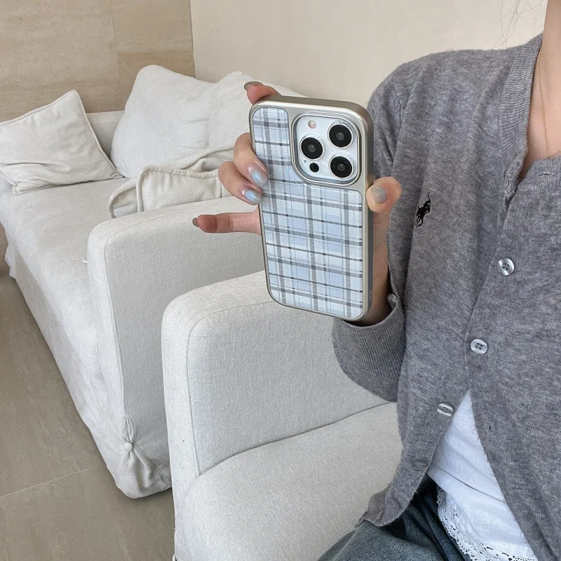 Korean Ins Epoxy Blue Plaid Pa - Phone Cases Korea review and price