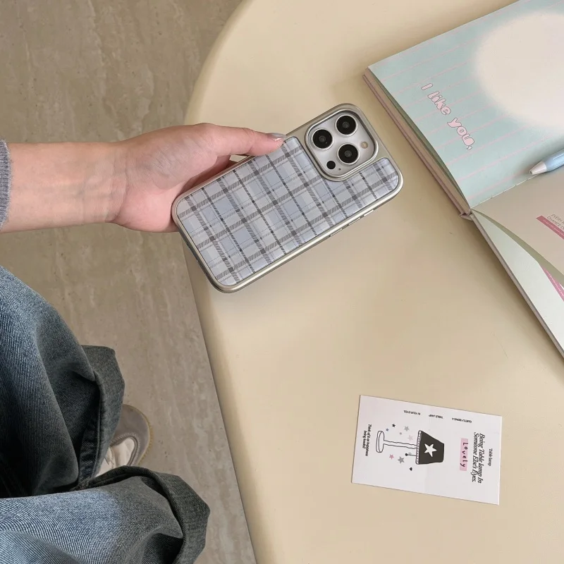Korean Ins Epoxy Blue Plaid Pa - Phone Cases Korea review and price